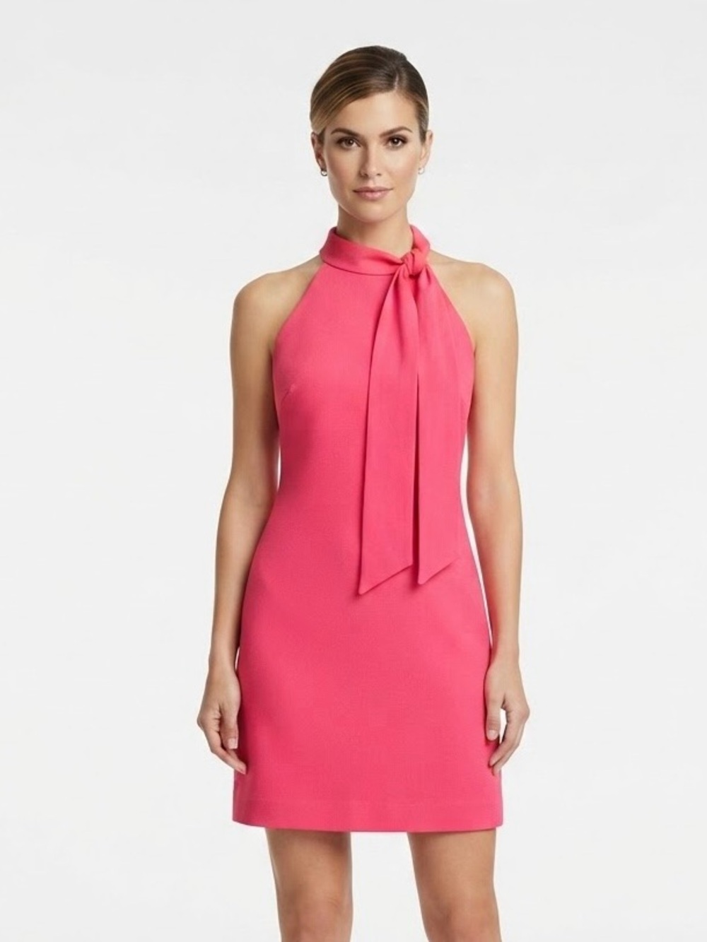Vince Camuto 4 Hot Pink Short Halter Tie Dress Cocktail Party Formal